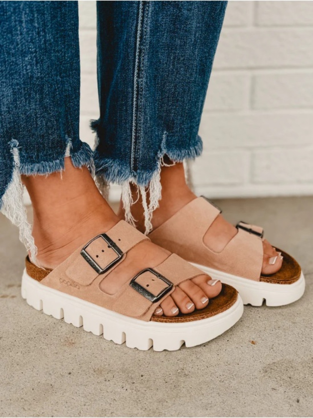 Birkenstock women’s Arizona chunky platform papillio sandals taupe euro 39